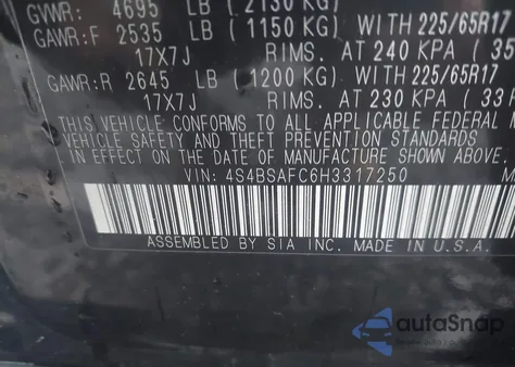 2017 Subaru Outback 2.5I Premium from USA, damaged, VIN 4S4BSAFC6H3317250